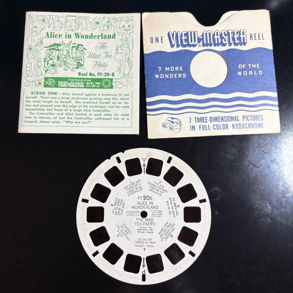 Vintage 1952 View-Master Reel FT-20B Alice In Wonderland The Mad Tea Party With